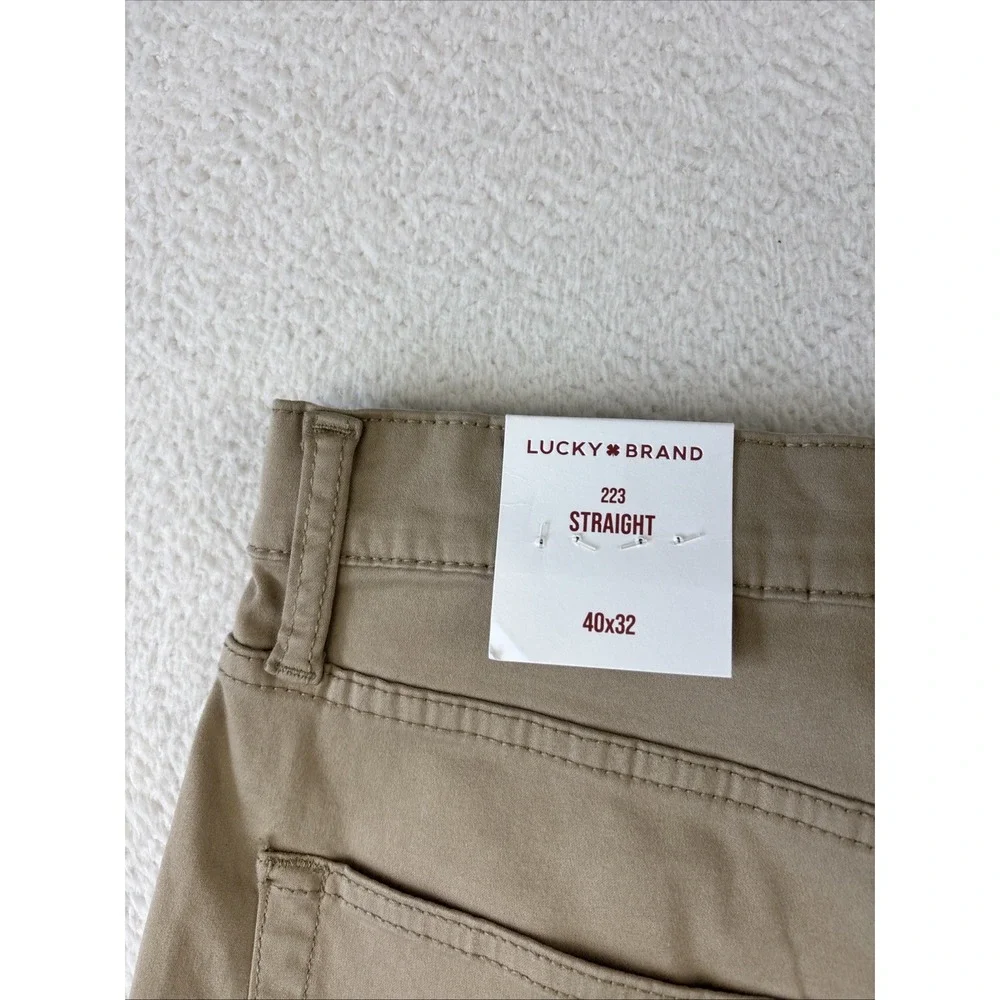NEW LUCKY BRAND 223 Straight Leg 5-Pocket Pants Mens 40/32 Khaki Tan Stretch NWT